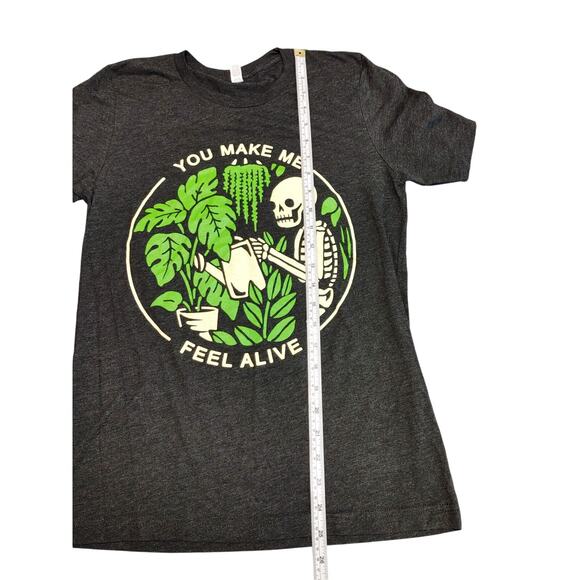 Bella+Canvas Skeleton You Make Me Feel Alive Plant Graphic Tee Heather Black S - Picture 8 of 8